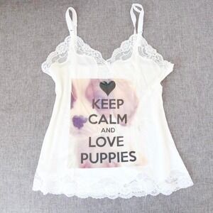 keep calm and love puppies lace cami